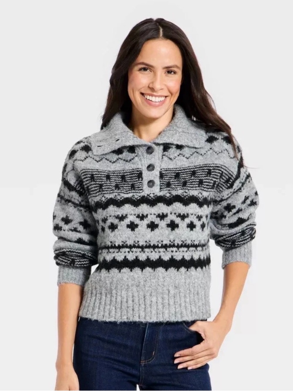 🌺NWT UNIVERSAL THREAD FAIRISLE SHAWL NECK SWEATER SIZE XL🌺